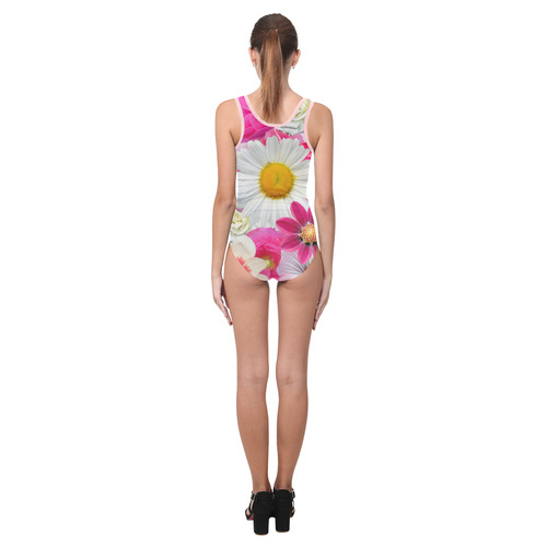 Pink flowers_ Gloria Sanchez1 Vest One Piece Swimsuit (Model S04)