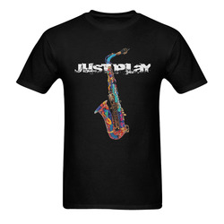 Colorful Saxophone Music Art Print Just Play by Juleez Men's T-Shirt in USA Size (Two Sides Printing)