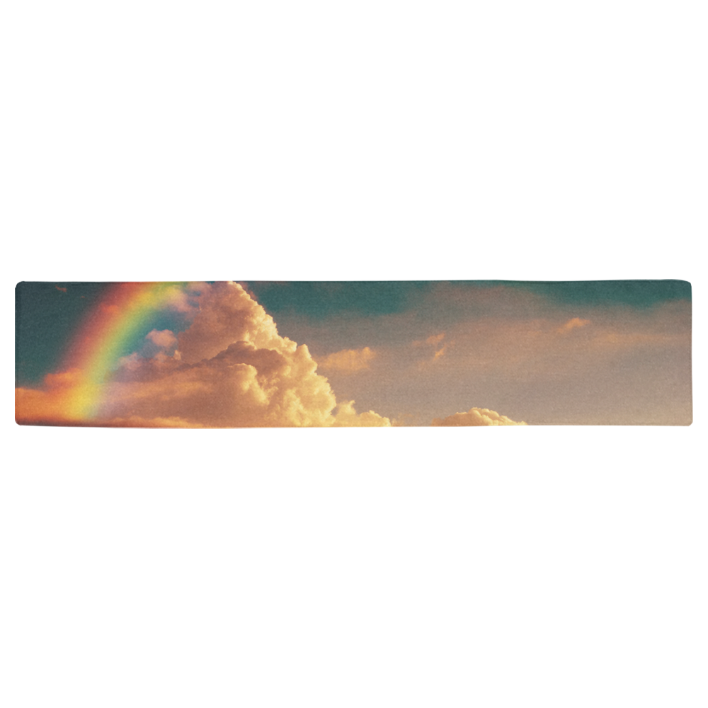 Vintage Yellow Clouds with Rainbow Table Runner 16x72 inch