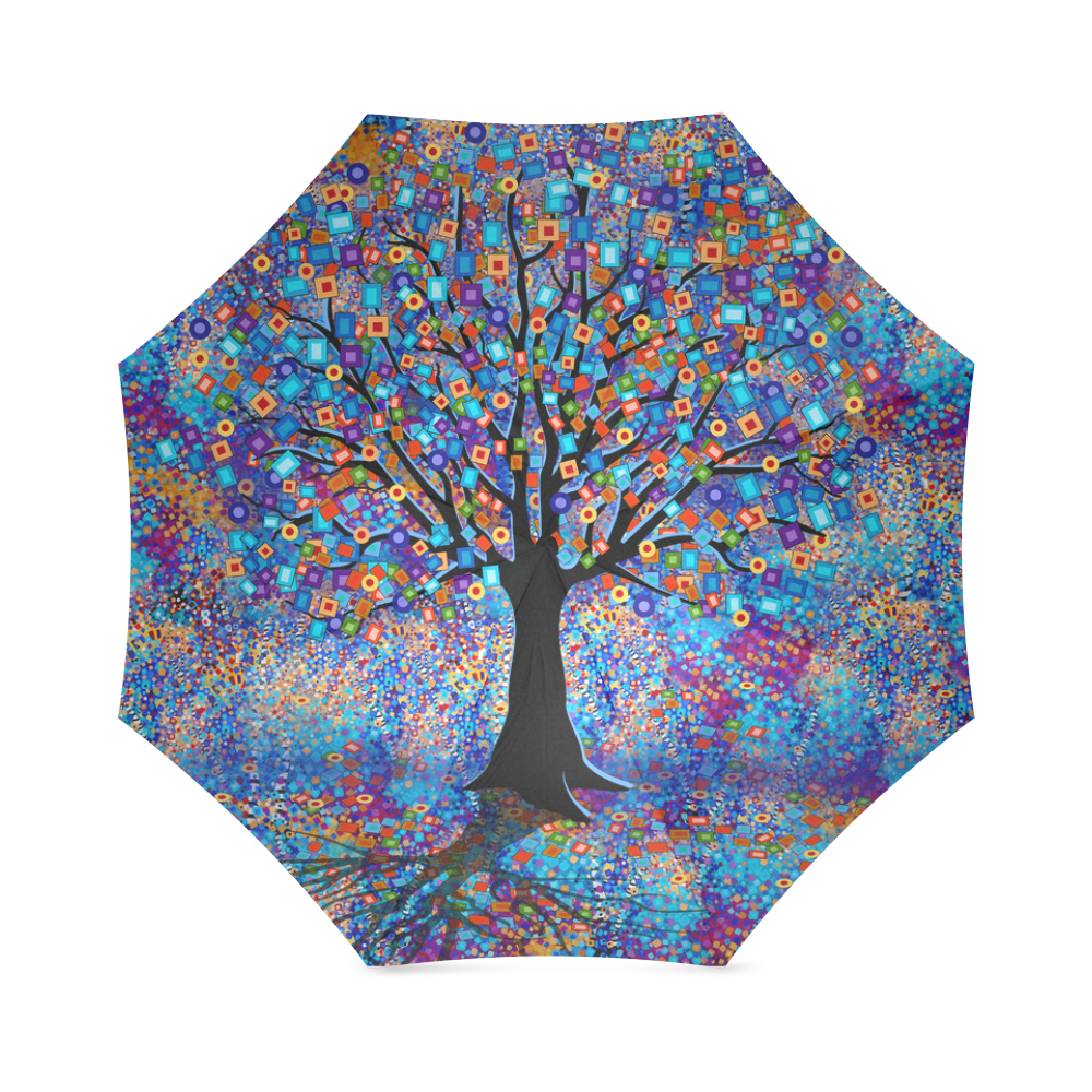 Colorful Tree of Life Art Print Carnival by Juleez Foldable Umbrella (Model U01)