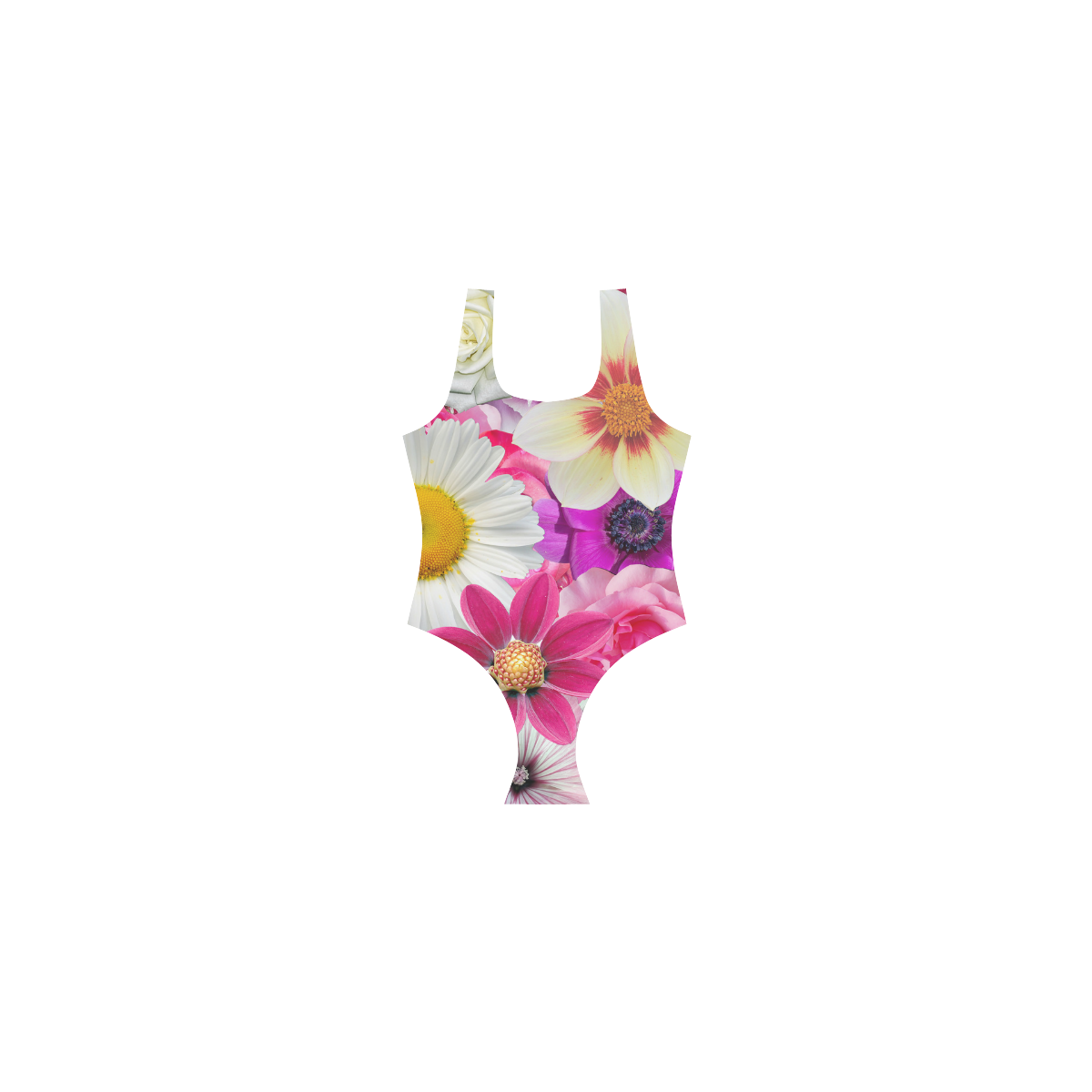 Pink flowers_ Gloria Sanchez1 Vest One Piece Swimsuit (Model S04)