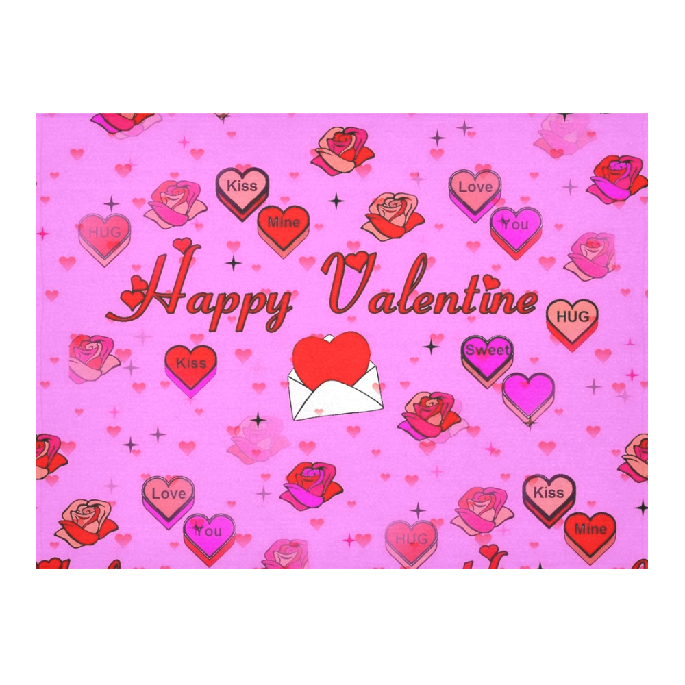 Happy Valentines by Popart Lover Cotton Linen Tablecloth 52"x 70"