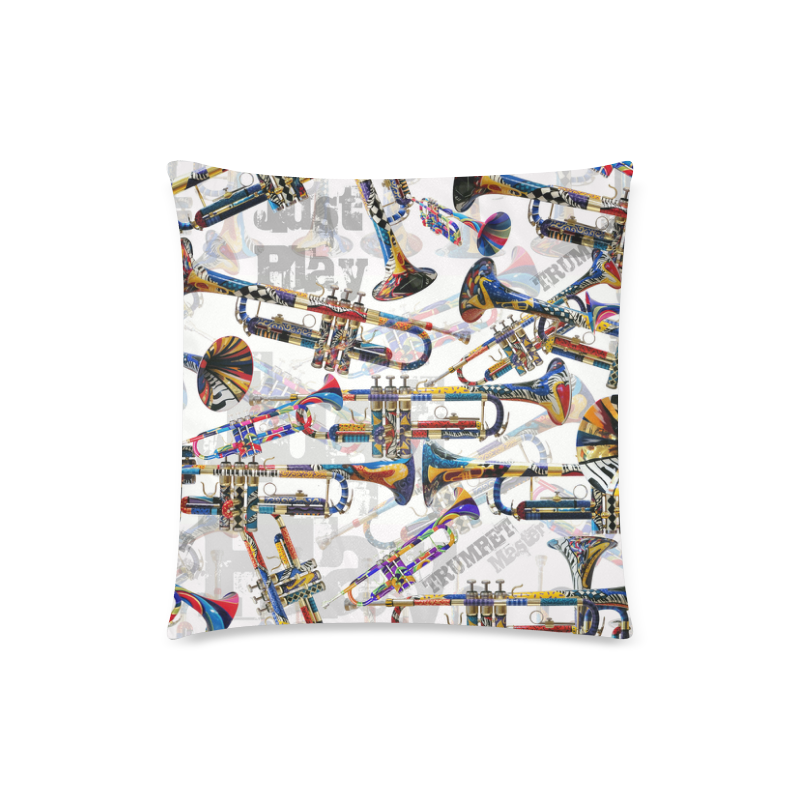 Colorful Trumpets Art Design Print Custom Zippered Pillow Case 18"x18