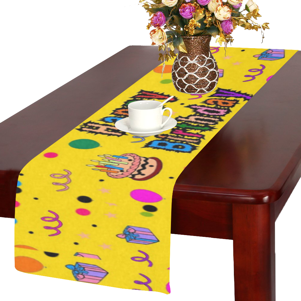 Happy Birthday by Popart Lover Table Runner 14x72 inch