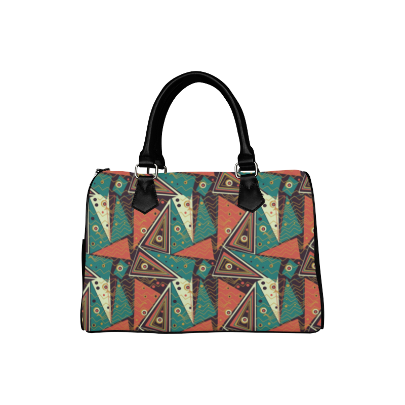 Red Black Teal Triangle Pattern Boston Handbag (Model 1621)