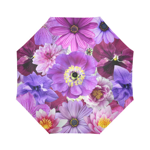 Purple flowers_ Gloria Sanchez1 Auto-Foldable Umbrella (Model U04)