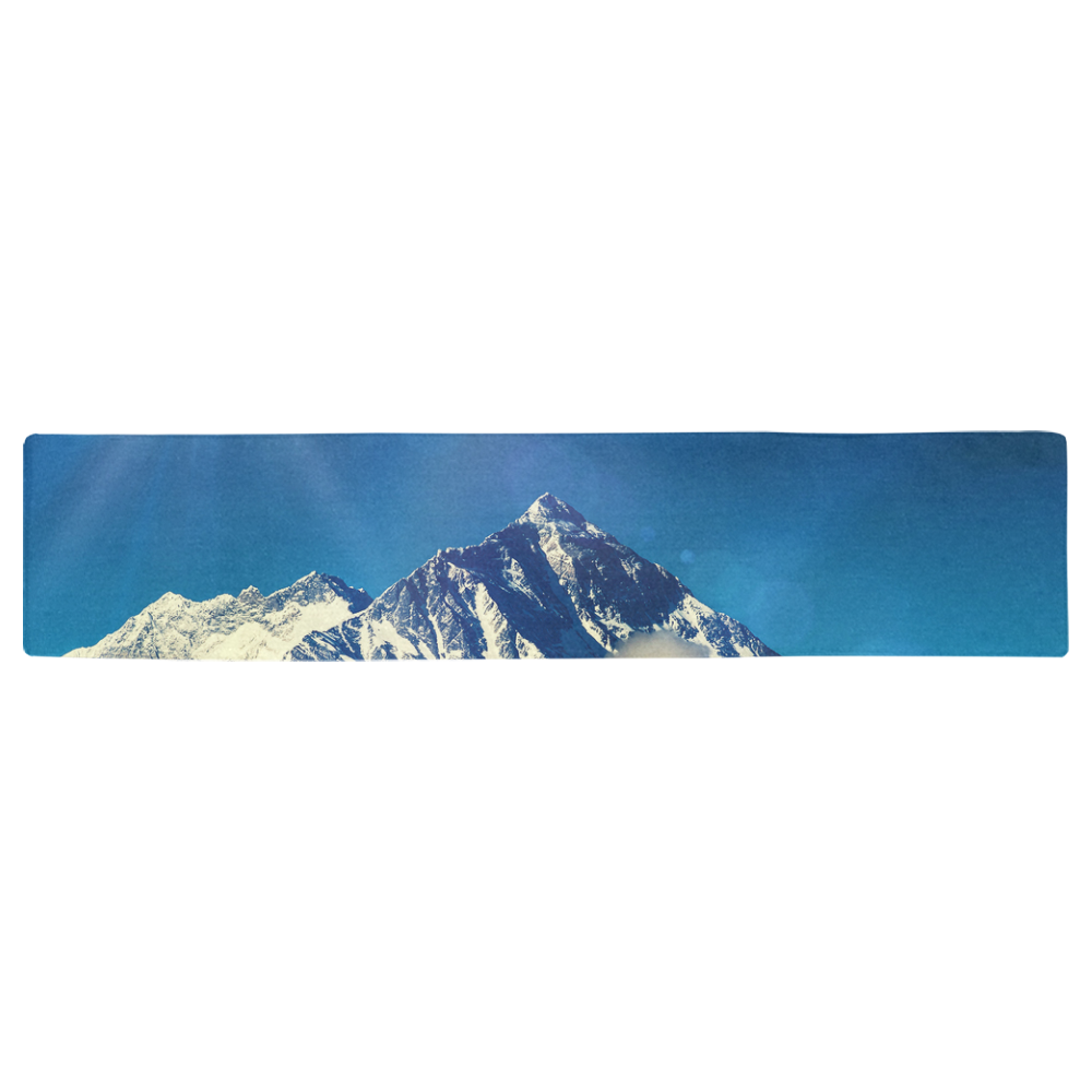 Snow Solo Mountain High Nature Blue Flare Table Runner 16x72 inch