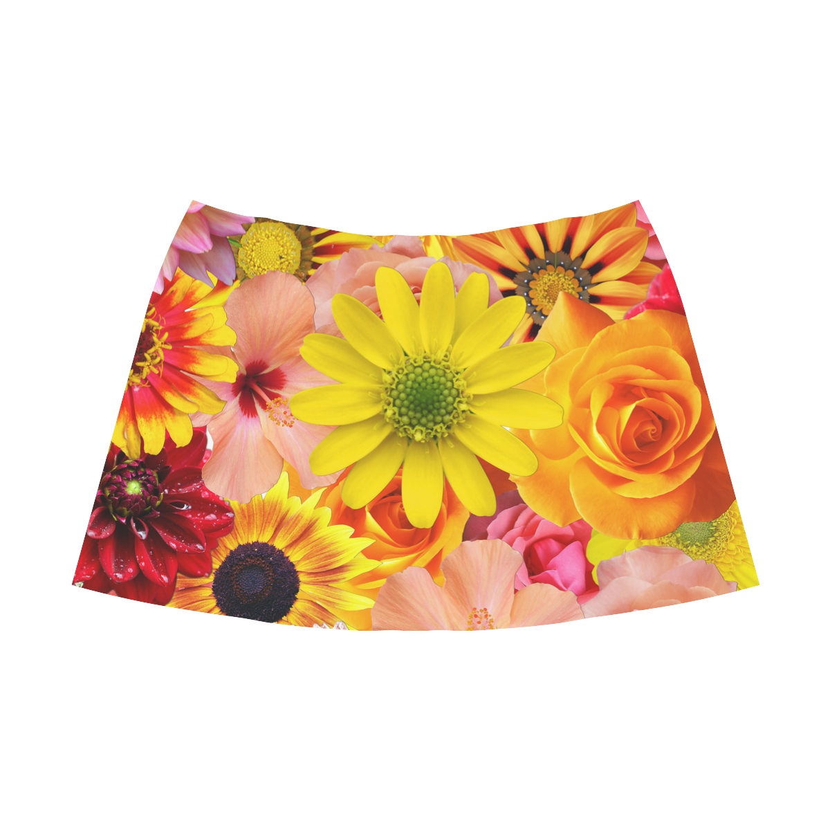 Orange flowers_ Gloria Sanchez1 Mnemosyne Women's Crepe Skirt (Model D16)