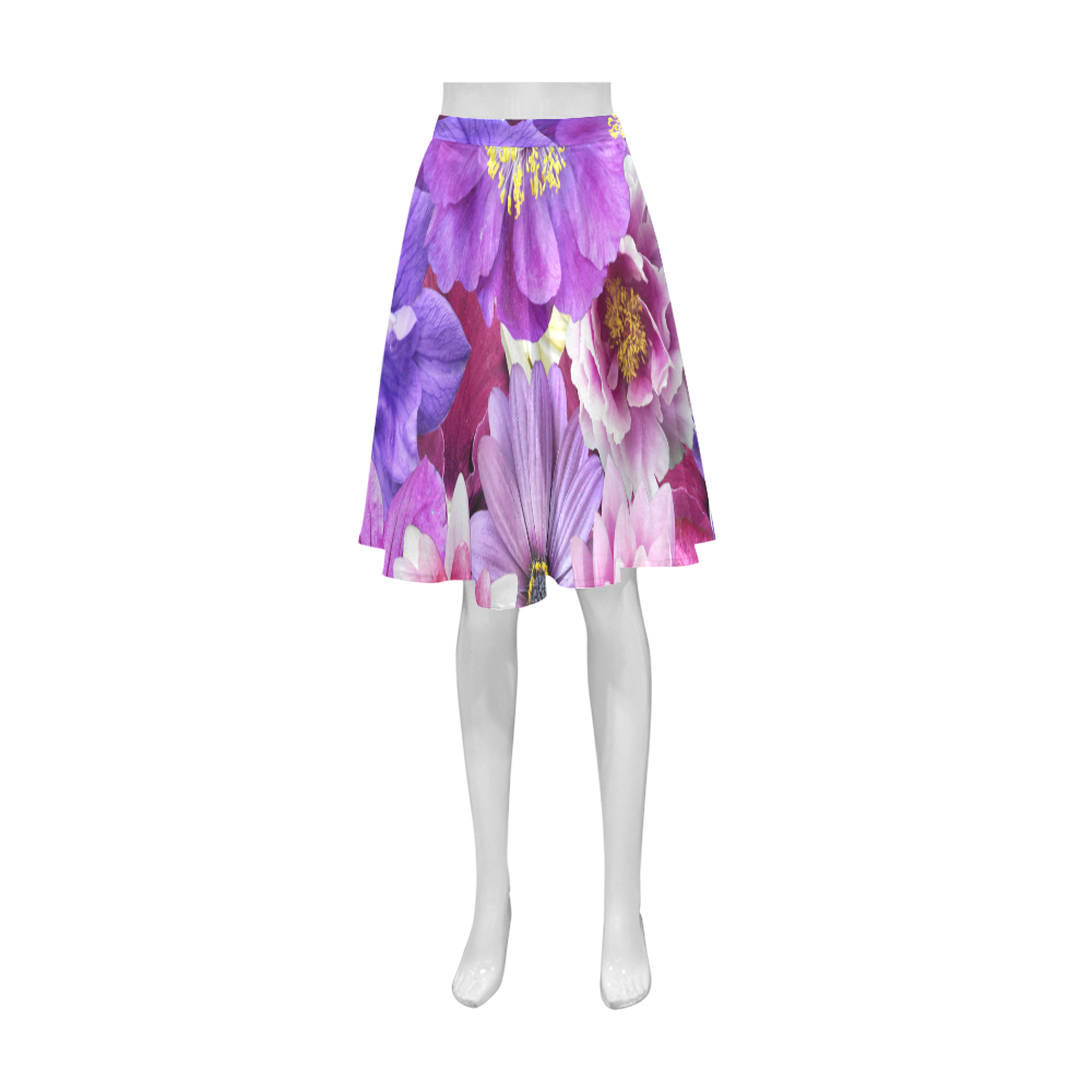 Purple flowers_ Gloria Sanchez1 Athena Women's Short Skirt (Model D15)