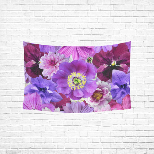 Purple flowers_ Gloria Sanchez1 Cotton Linen Wall Tapestry 60"x 40"