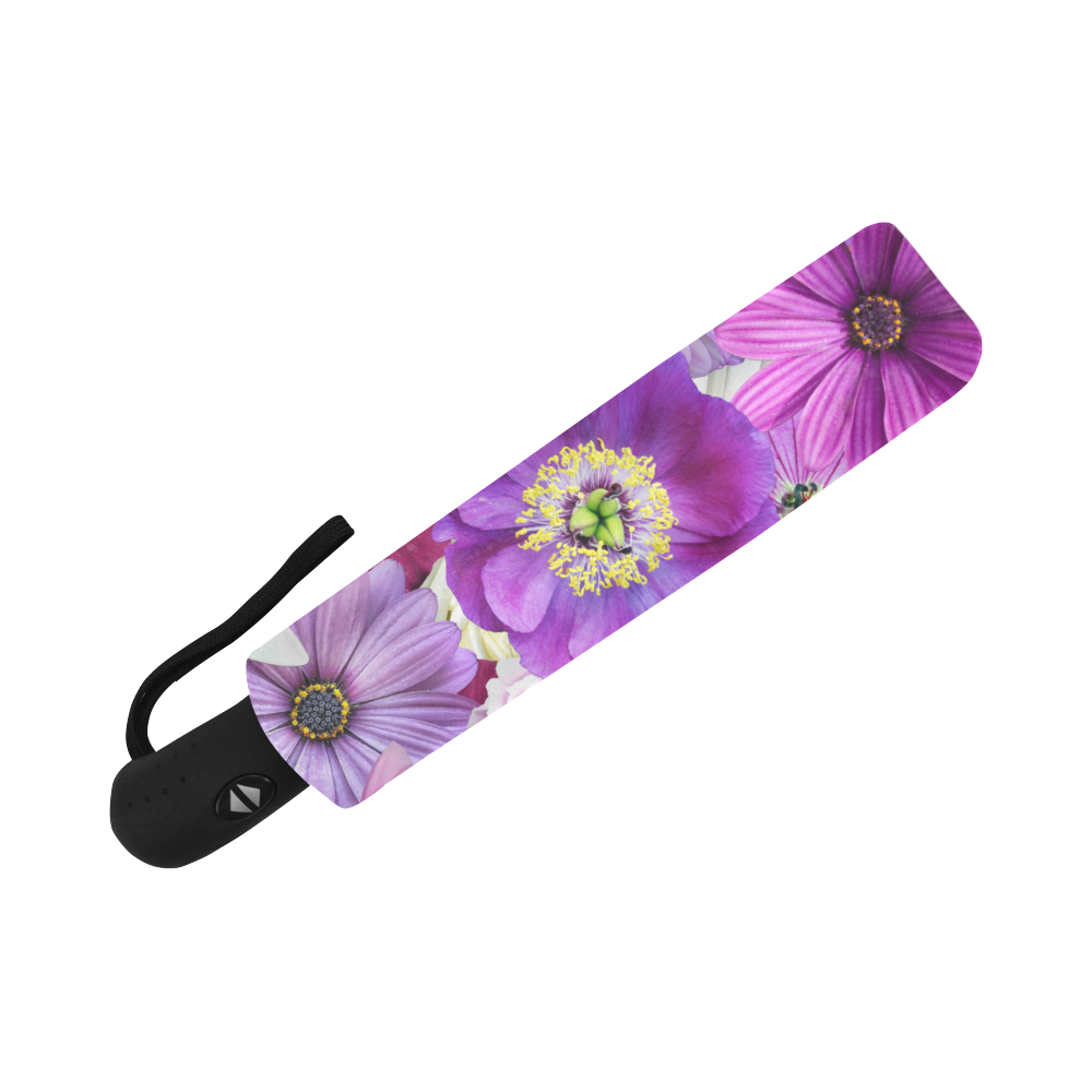 Purple flowers_ Gloria Sanchez1 Auto-Foldable Umbrella (Model U04)