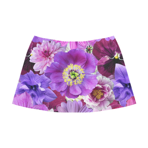 Purple flowers_ Gloria Sanchez1 Mnemosyne Women's Crepe Skirt (Model D16)