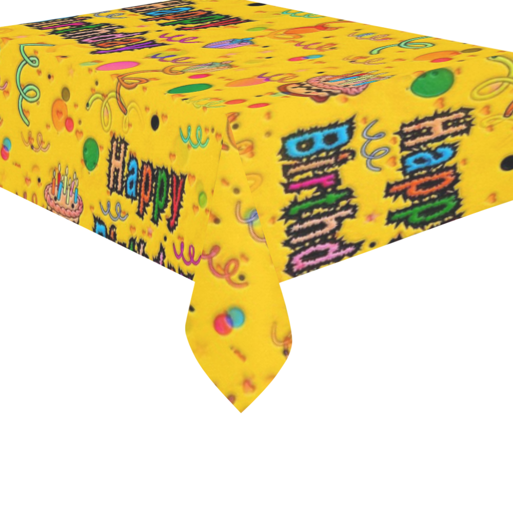 Happy Birthday by Popart Lover Cotton Linen Tablecloth 60"x 84"