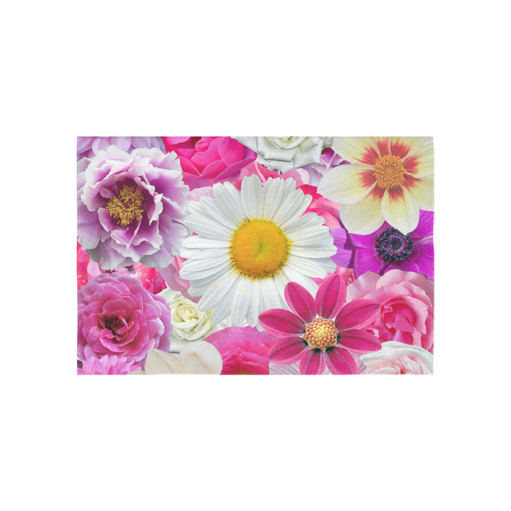 Pink flowers_ Gloria Sanchez1 Cotton Linen Wall Tapestry 60"x 40"