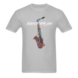 Colorful Saxophone Music T Shirt Just Play by Juleez Men's T-Shirt in USA Size (Two Sides Printing)