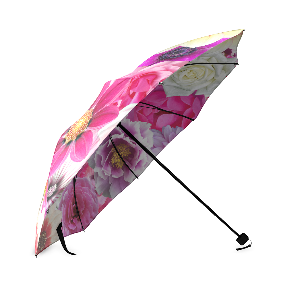 Pink flowers_ Gloria Sanchez1 Foldable Umbrella (Model U01)