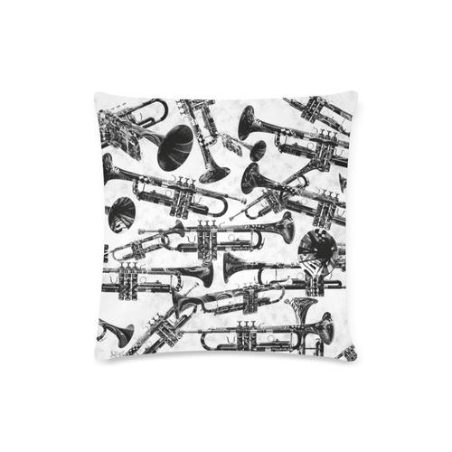 Music Decor Trumpet Art Black and White Music Print by Juleez Custom Zippered Pillow Case 16"x16"(Twin Sides)