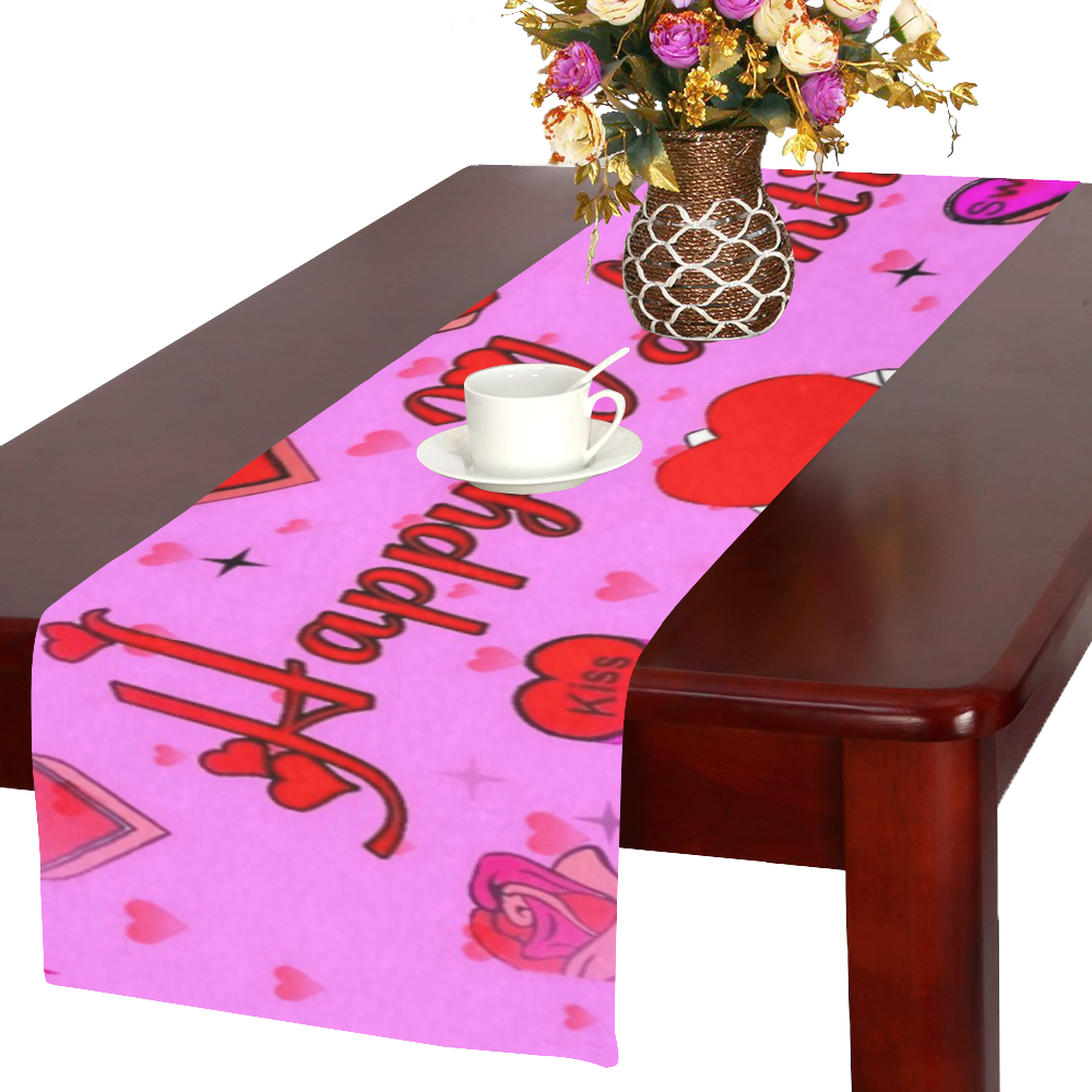 Happy Valentines by Popart Lover Table Runner 16x72 inch