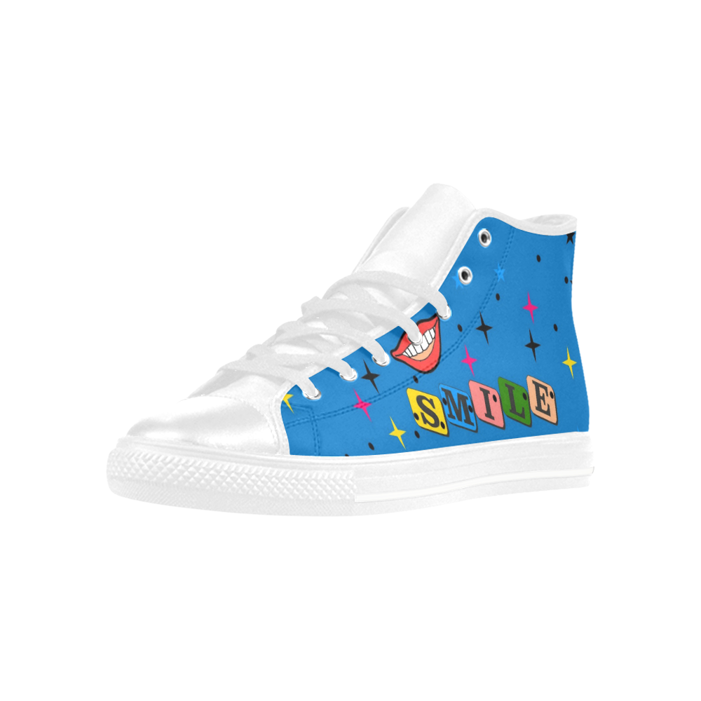 Smile Popart by Popart Lover Aquila High Top Microfiber Leather Women's Shoes (Model 032)