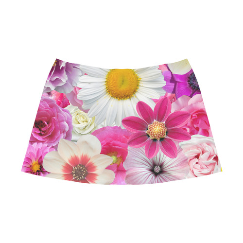 Pink flowers_ Gloria Sanchez1 Mnemosyne Women's Crepe Skirt (Model D16)