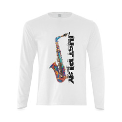 Saxophone Just Play Colorful Art Print by Juleez Sunny Men's T-shirt (long-sleeve) (Model T08)