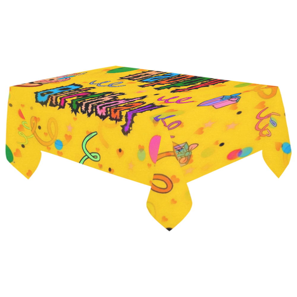 Happy Birthday by Popart Lover Cotton Linen Tablecloth 60"x 104"