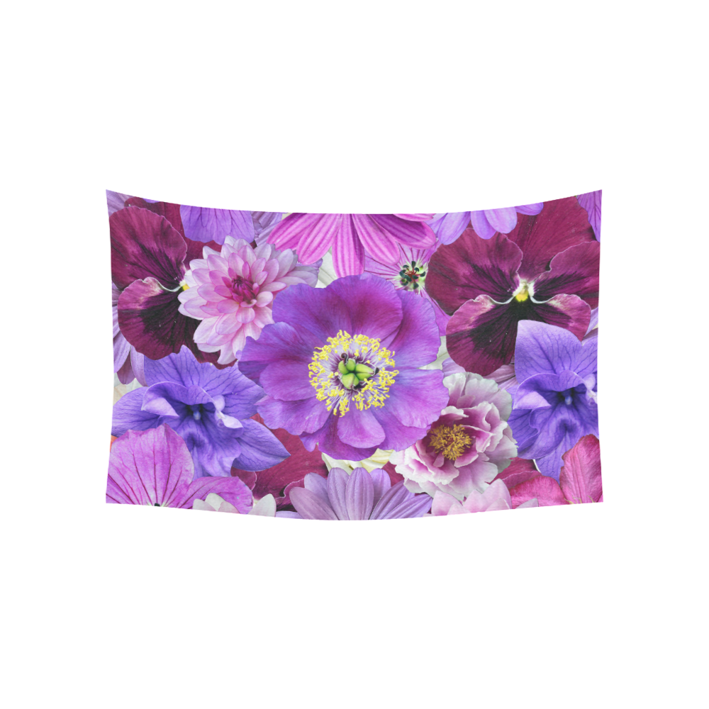 Purple flowers_ Gloria Sanchez1 Cotton Linen Wall Tapestry 60"x 40"