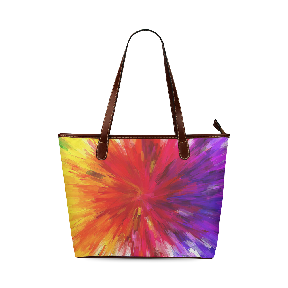 Multicolored Abstract Fractal Shoulder Tote Bag (Model 1646) | ID: D1140764