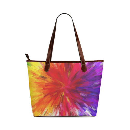 Multicolored Abstract Fractal Shoulder Tote Bag (Model 1646) | ID: D1140764