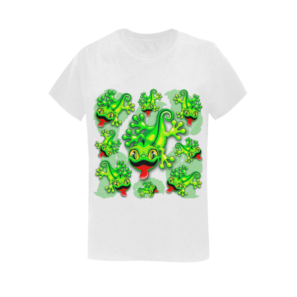 Gecko Lizard Baby Cartoon Women's T-Shirt in USA Size (Two Sides Printing)