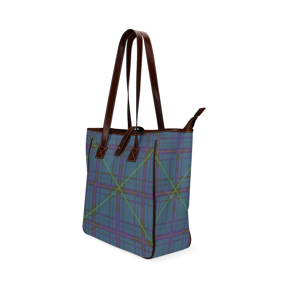 Neon Plaid Modern Design brown Classic Tote Bag (Model 1644)