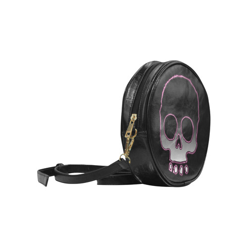 Pink Neon Skull Round Sling Bag (Model 1647)