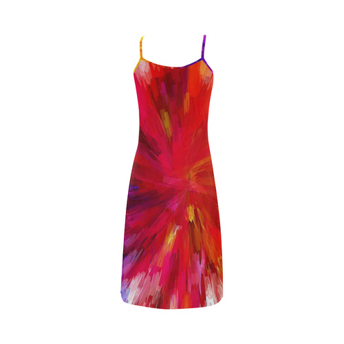 Multicolored Abstract Fractal Design Asymmetrical Pattern Alcestis Slip Dress (Model D05)