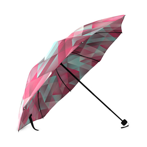 Red Aqua Modern Triangle Pattern Foldable Umbrella (Model U01)