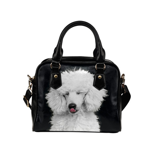 Silly White Poodle Shoulder Handbag (Model 1634)