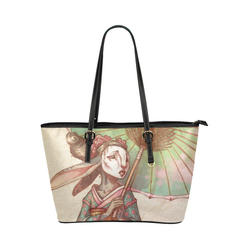 Bunny Geisha Leather Tote Bag/Large (Model 1651)