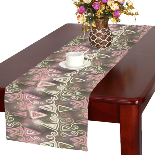 Cute Pink Swirly Triangles Table Runner 16x72 inch