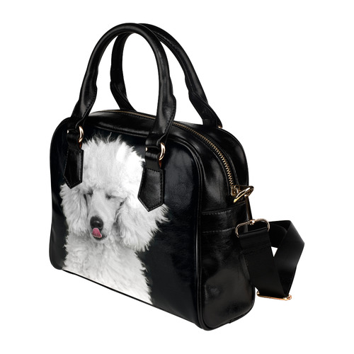 Silly White Poodle Shoulder Handbag (Model 1634)