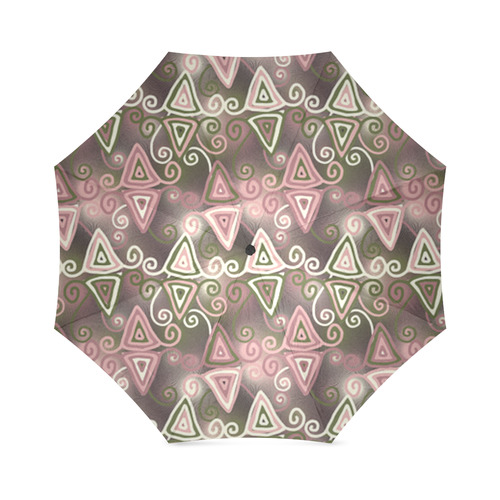 Cute Pink Swirly Triangles Foldable Umbrella (Model U01)