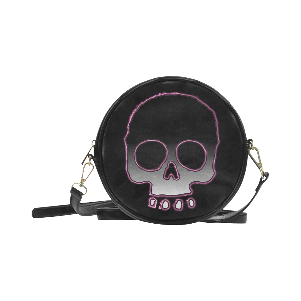 Pink Neon Skull Round Sling Bag (Model 1647)