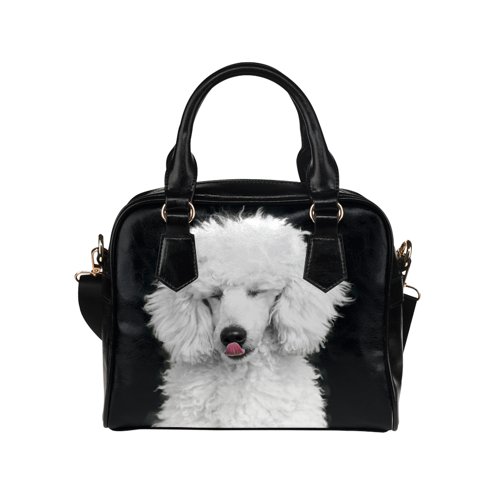 Silly White Poodle Shoulder Handbag (Model 1634)