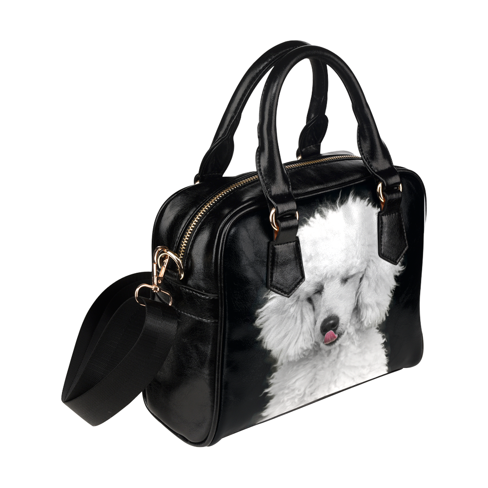 Silly White Poodle Shoulder Handbag (Model 1634)