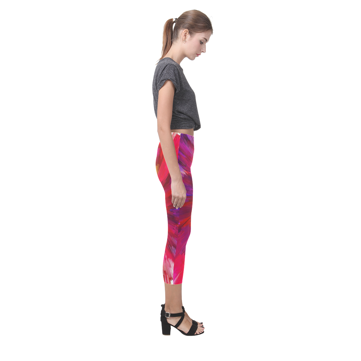 Multicolored Abstract Fractal Capri Legging (Model L02)