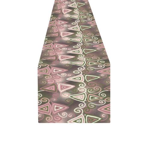 Cute Pink Swirly Triangles Table Runner 14x72 inch