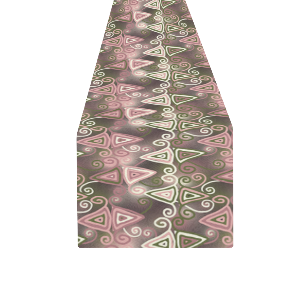 Cute Pink Swirly Triangles Table Runner 16x72 inch