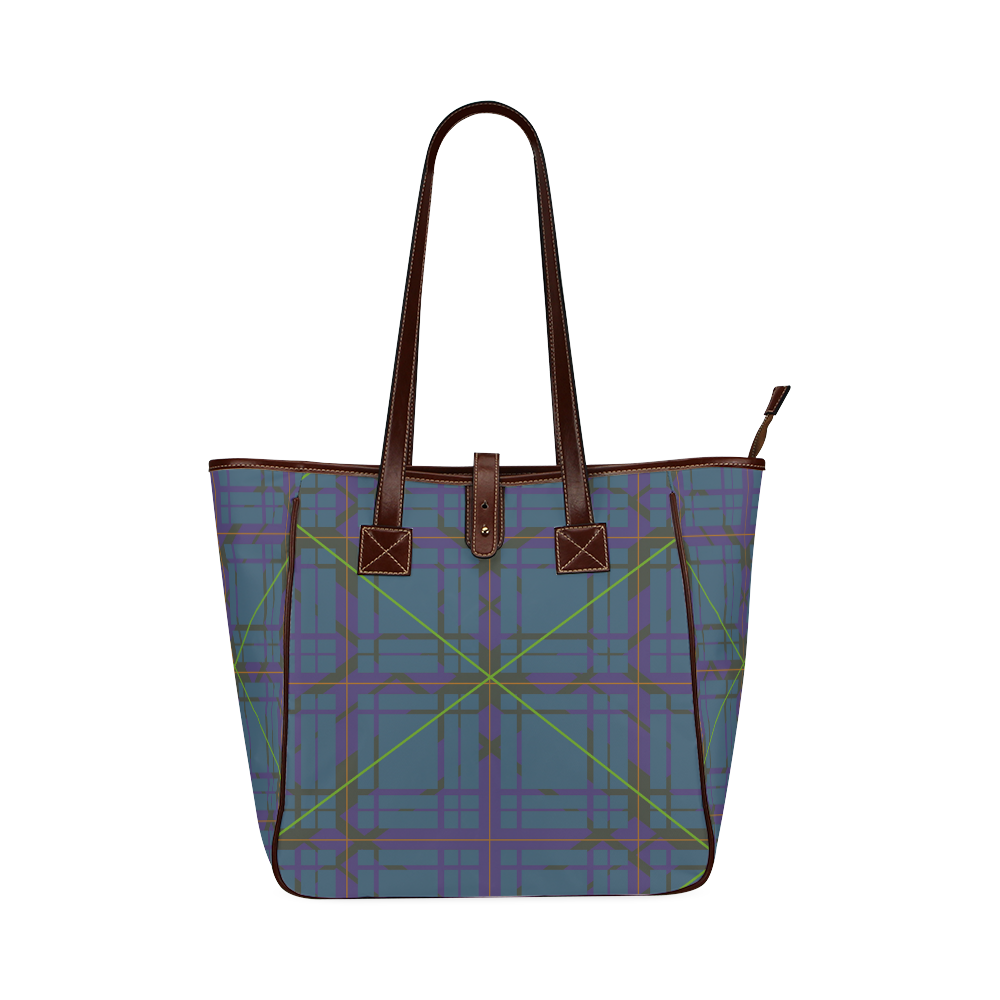 Neon Plaid Modern Design brown Classic Tote Bag (Model 1644)