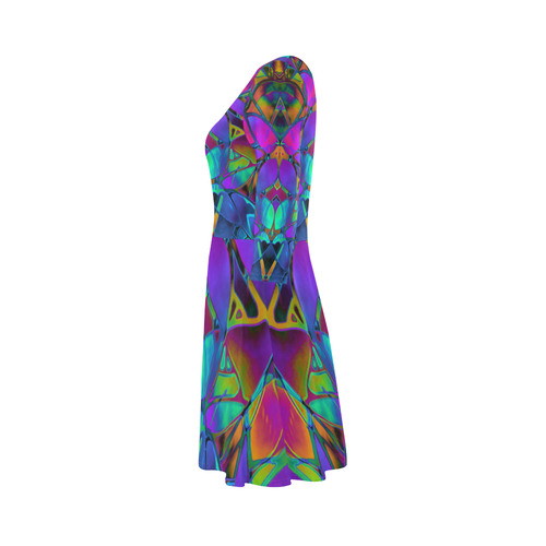 Floral Fractal Art G308 3/4 Sleeve Sundress (D23)