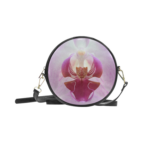 Beautiful Orchid Flower Macro Round Sling Bag (Model 1647)