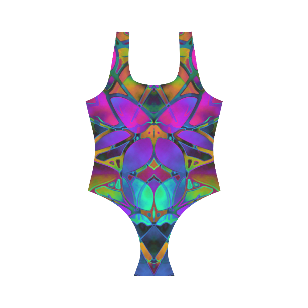 Floral Fractal Art G308 Vest One Piece Swimsuit (Model S04)