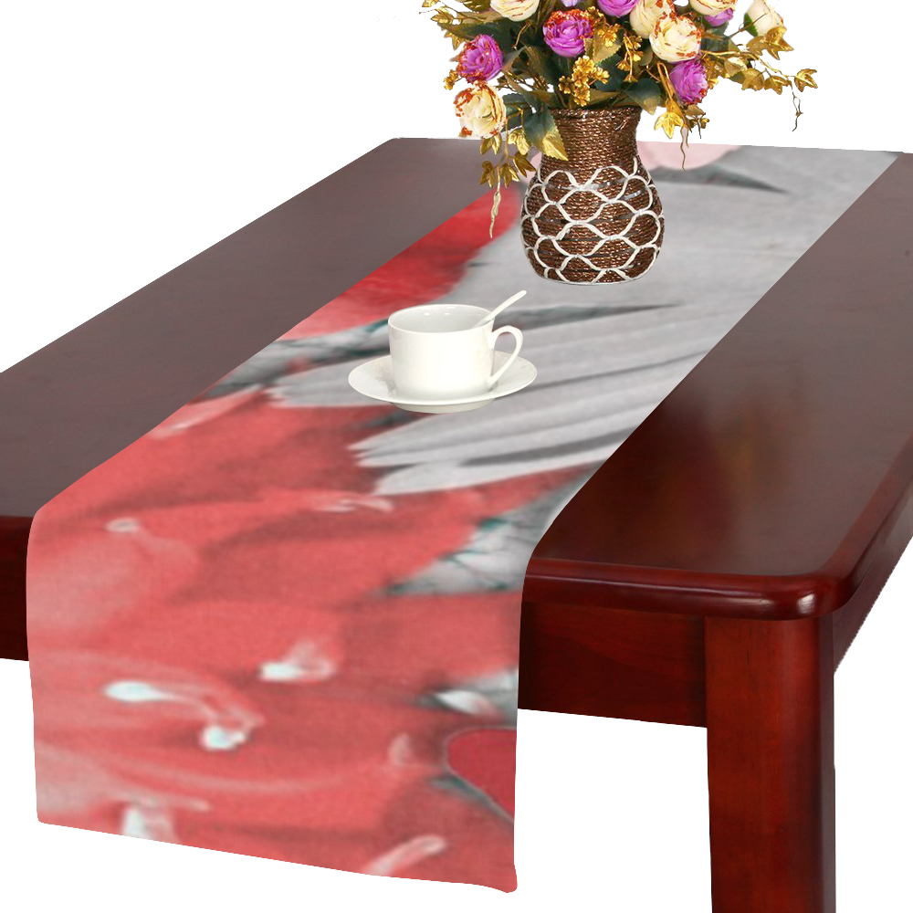 lovely flowers red Table Runner 16x72 inch